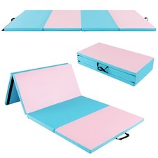 8' x 4' x 2'' Folding Gymnastics Mat Tumbling Exercise PU Leather Cover for Yoga