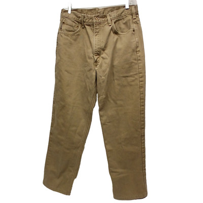 Carhartt Men's Tan Flannel Fleece Lined Cargo Carpenter Style Work Pants 34x36