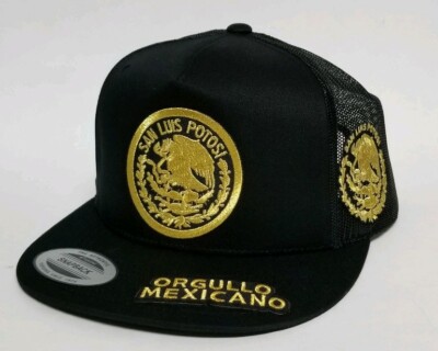 SAN LUIS POTOSI   MEXICO HAT 3LOGOS  BLACK MESH TRUCKER   SNAP BACK ADJUST NEW 