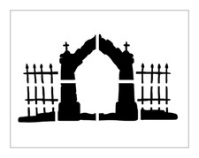 Cemetery Gate Stencil Graveyard Halloween Design 8" x 10" Reusable Sheet S1250