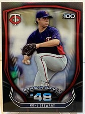 2015 Bowman Chrome Bowman Scouts Top 100 #BTP48 Kohl Stewart Minnesota Twins
