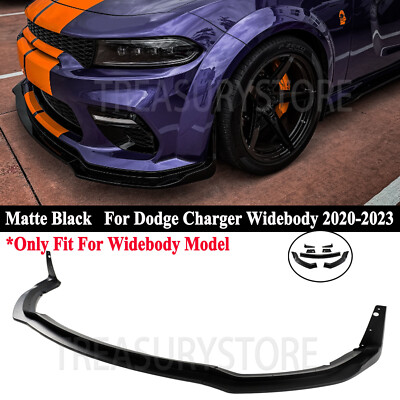 For Dodge Charger Widebody 2020-2023 H Style Matte Front Bumper Lip Side Winglet