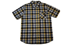 Omit Mens Black Yellow Plaid Button-Up Woven Shirt New L