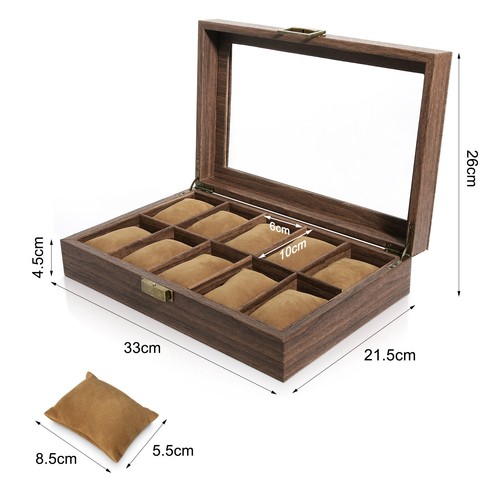 Caja de reloj organizadora 6/10/12 ranuras soporte de joyería para reloj vitrina estuche de almacenamiento - Imagen 40 de 112