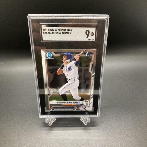 Cristian Santana 2021 Bowman Chrome 1st Rookie Card #BCP186 Detroit Tigers SGC 9 - Picture 7 of 12