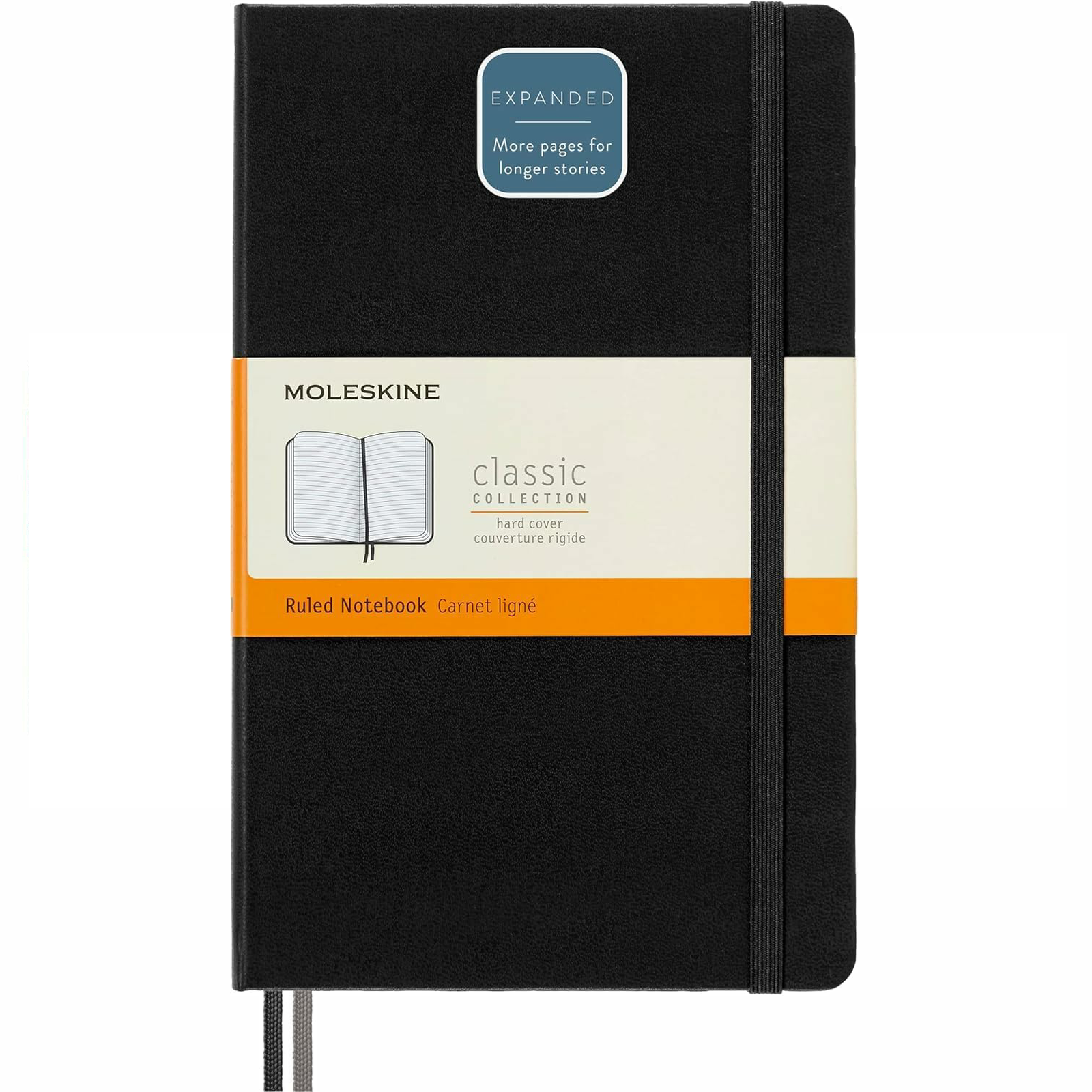 Moleskine Classic Collection Expanded Hard Cover Large Notebook - Black - Ruled