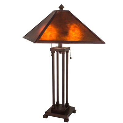 Meyda Lighting 2 Light 28'' High Mission Prime Table Lamp, Amber Mica - 218344