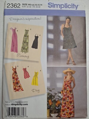 Dress Halter Spaghetti Strap 6 8 10 12 14 Simplicity 2362 Sewing Pattern  Summer | eBay