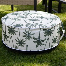 Outdoor Inflatable Pouffe Palm Tree White Green Water Repellent Garden Ottoman