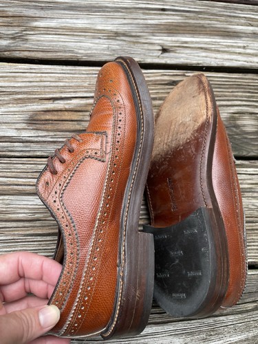 Vtg Bostonian Crown Windsor Brown Longwing Derby Shoes Hand Lasted Men's 7.5D/B - Picture 4 of 7