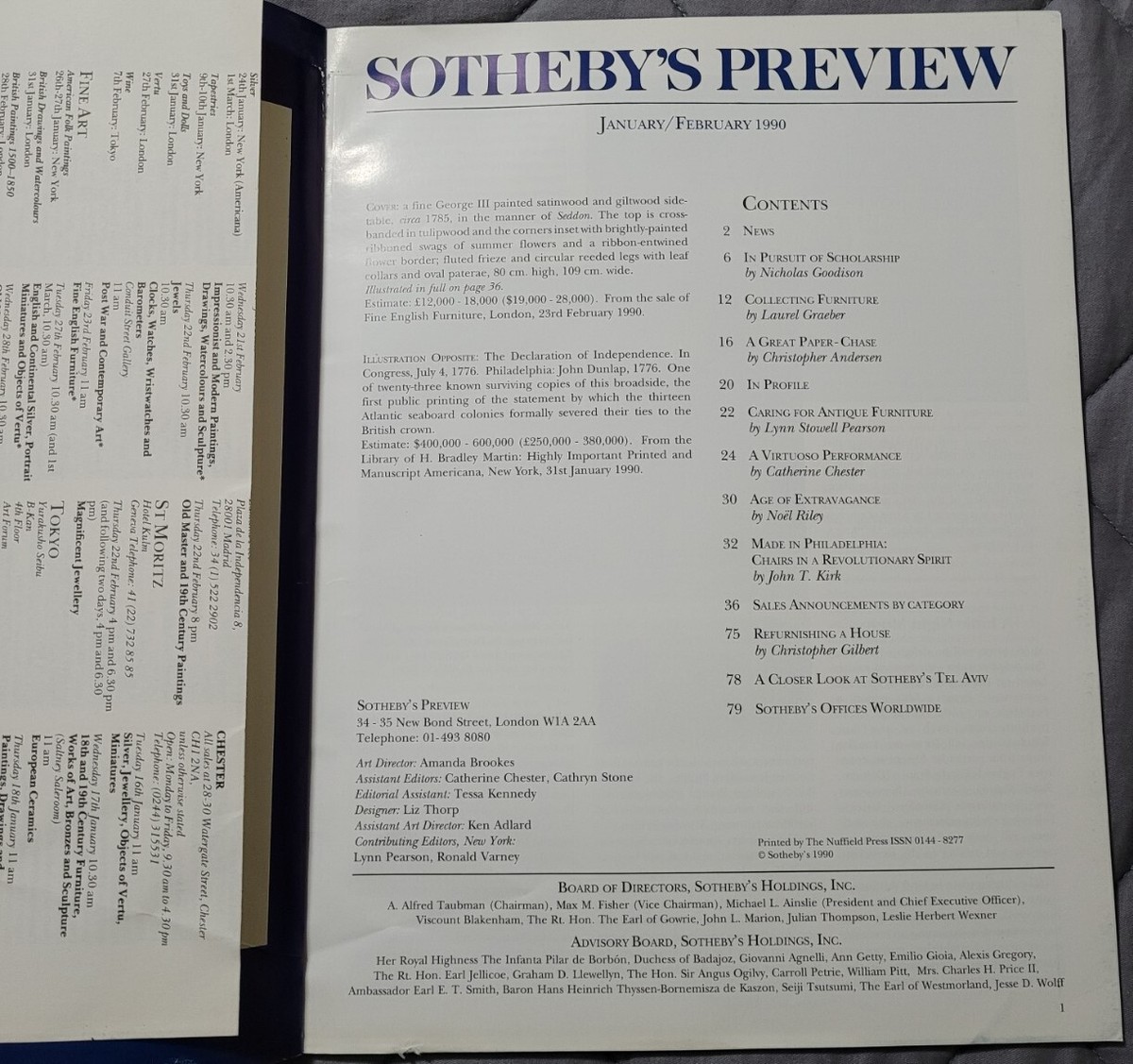 Sotheby's Preview (London) Jan/Feb 1990 | eBay