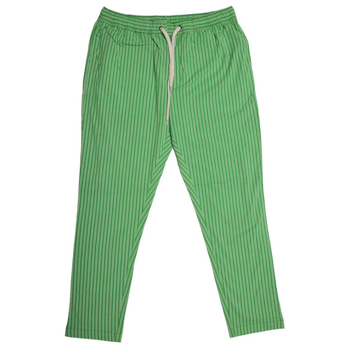 Mens Joggers Drawstring Pants Green White Striped Loose Harem