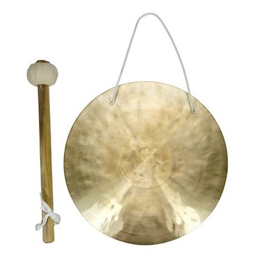 Chinesische handgefertigte massive Messing Feng Gong mit Griff und Schläger 25 cm (10 Fuß)