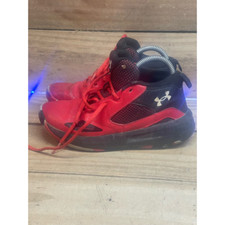 Under Armour Boys Lockdown 5 Sneaker Athletic Red Black Leather Lace Up 3Y