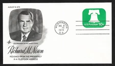 Richard M. Nixon Resignation 8/8/1974 - ArtCraft Cachet on #U567 Envelope