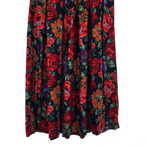 Jones New York Red Green Black Floral Pleated High Rise Midi Skirt - Size 8 - Picture 19 of 19