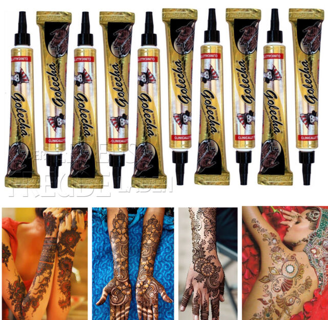 2x Golecha Henna Tattoo Paste Tubes Red Brown Clinically Tested Mehndi 50 G For Sale Ebay