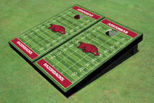 University Of Arkansas Maroon Matching Football Field Custom Cornhole Board