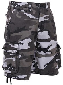 Men's Vintage City Camouflage Utility Cargo Shorts - Black