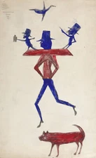 Man with Yoke : Bill Traylor : Archival Quality Art Print