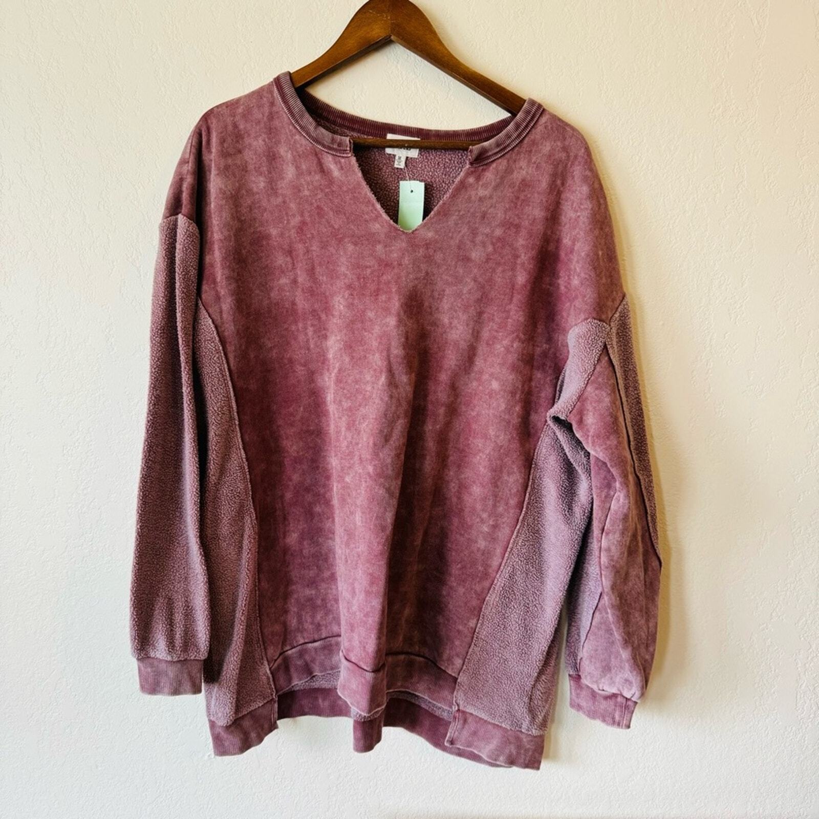 BKE | pieced split neck pullover - image 4