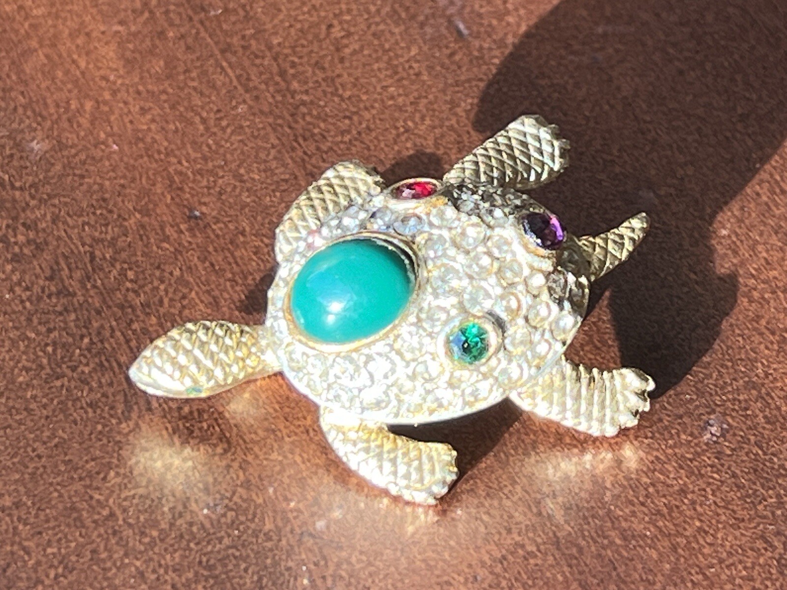 Signed SPHINX Multicolor Cabochon Rhinestone Turt… - image 1