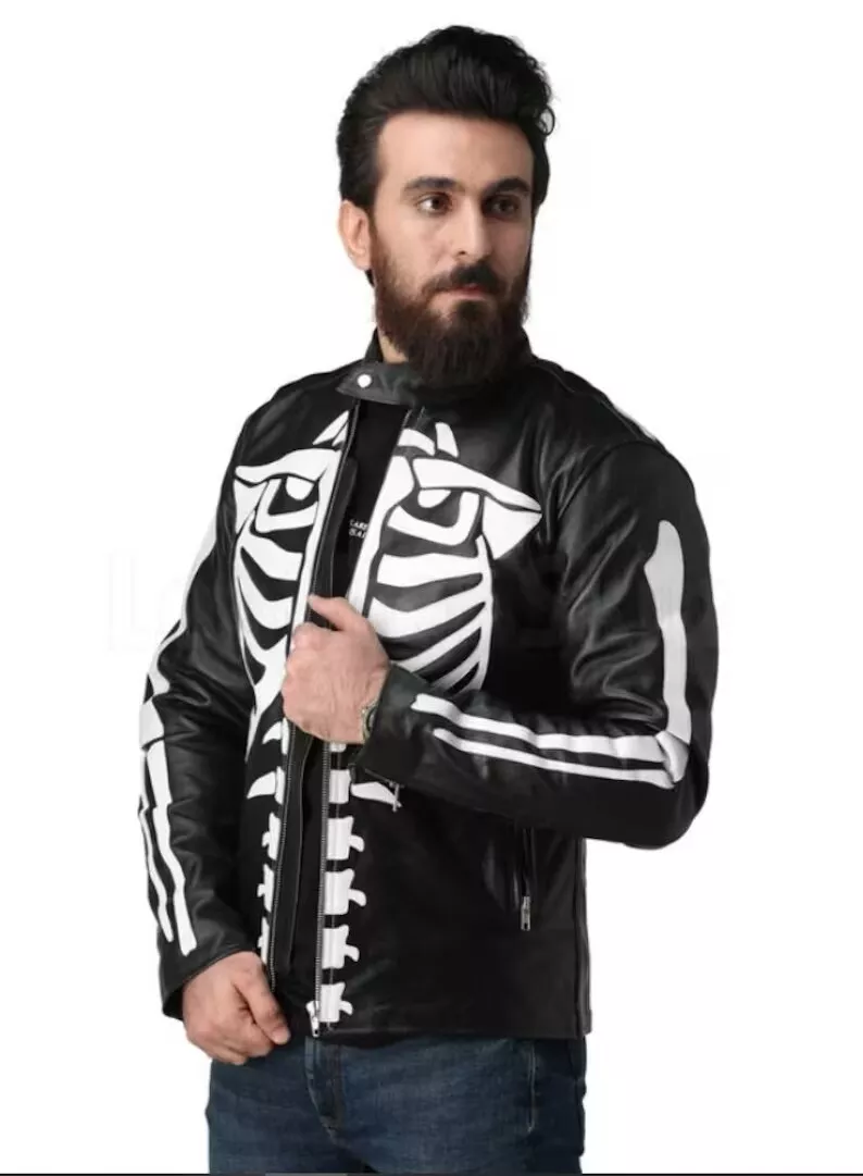 Leather skeleton jacket sale