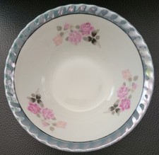 SET OF 4 VTG BLUE LUSTERWARE FLORAL DESSERT BOWLS 6" JAPAN