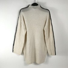 NEW Steve Madden Gemma Mock Neck Sweater Dress Women's Large White Cap Rib Knit