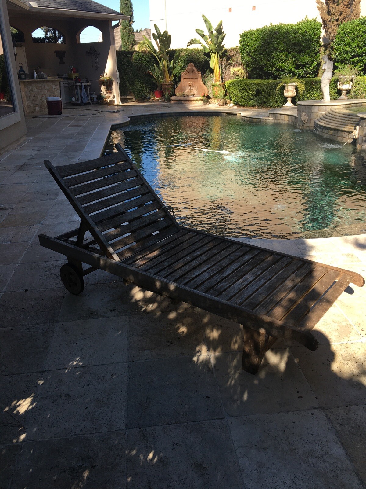 poolside lounge chairs on 4 Teak Wood Pool Lounge Chairs Ebay