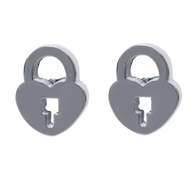 Eye Catching Heart Lock Stud Earrings