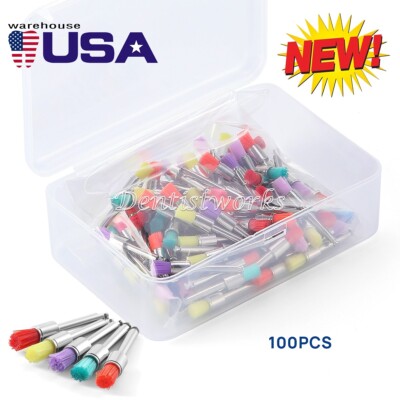 100pcs Dental Polishing Polisher Prophy Brushes Colorful Nylon Bowl Flat Type RA