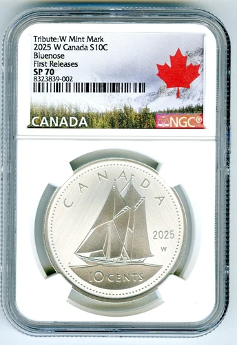 2025 W S10C CANADA 1 OZ SILVER NGC SP70 BLUENOSE KING CHARLES III FIRST RELEASES