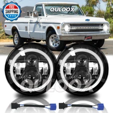 Newest DOT 7"inch Round LED Headlights High&Low Beam For Chevy C10 C20 Pickup 2X