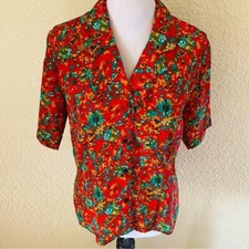Notations Vintage 80s 90s Satin Button Up Blouse Shirt Short Sleeve Collared: 8