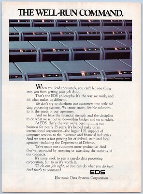 1986 Electronic Data Systems EDS Ad Computers Military Government ...