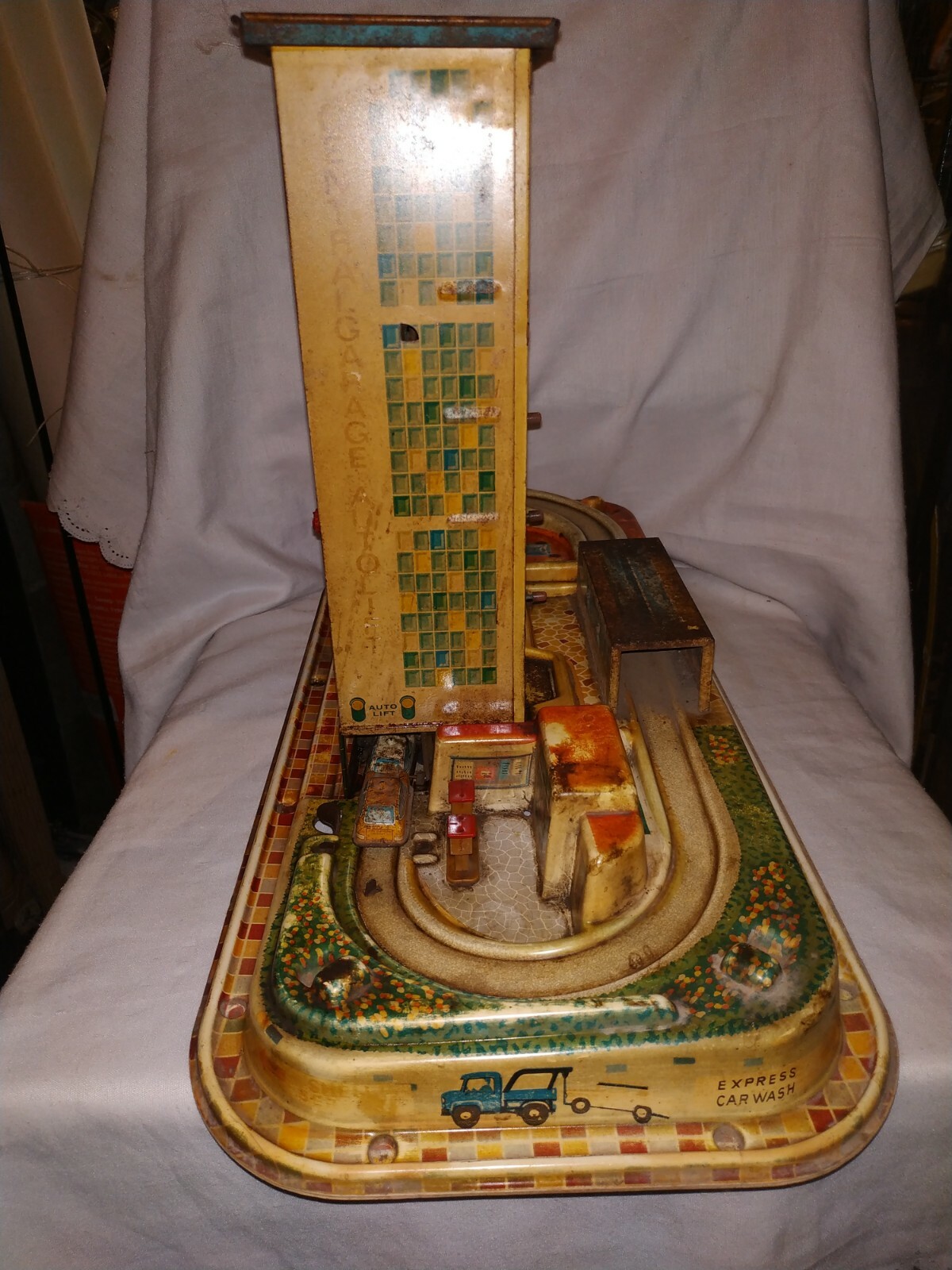 Technofix Central Garage Set Western Germany C1960 Vintage Tinplate And ...