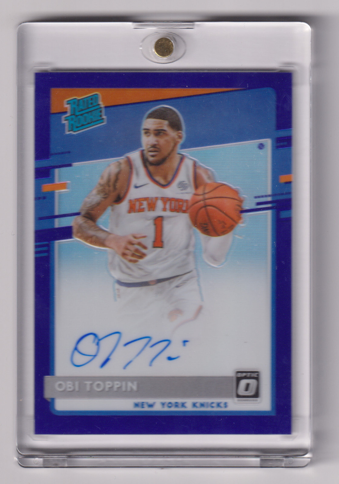 2020-21 Donruss Optic Obi Toppin Rated Rookie Purple Holo On Card Auto 158