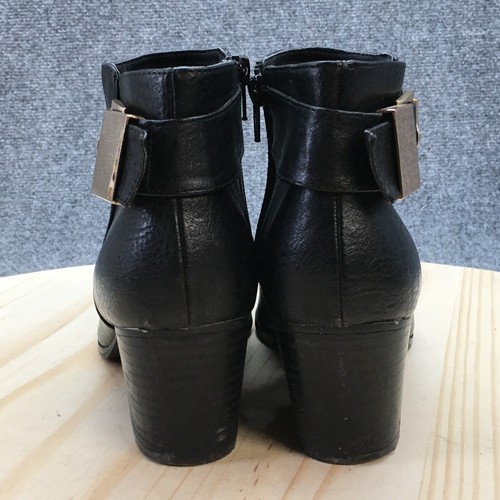 Aldo Boots Womens 8 Ankle Booties Block Heels Casual Black Leather Side Zipper - Picture 8 of 18