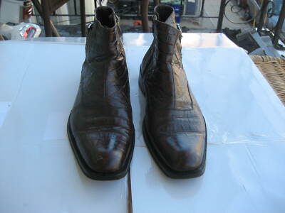 JM Weston Mens Dark Brown Alligator / Crocodile Leather Boots