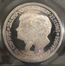 John F. Kennedy Robert Kennedy Commemorative .999 Silver Coin 50 Grams