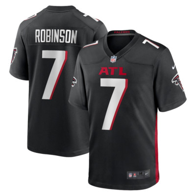 Men's Bijan Robinson Black Game Jersey - Fully Stitched