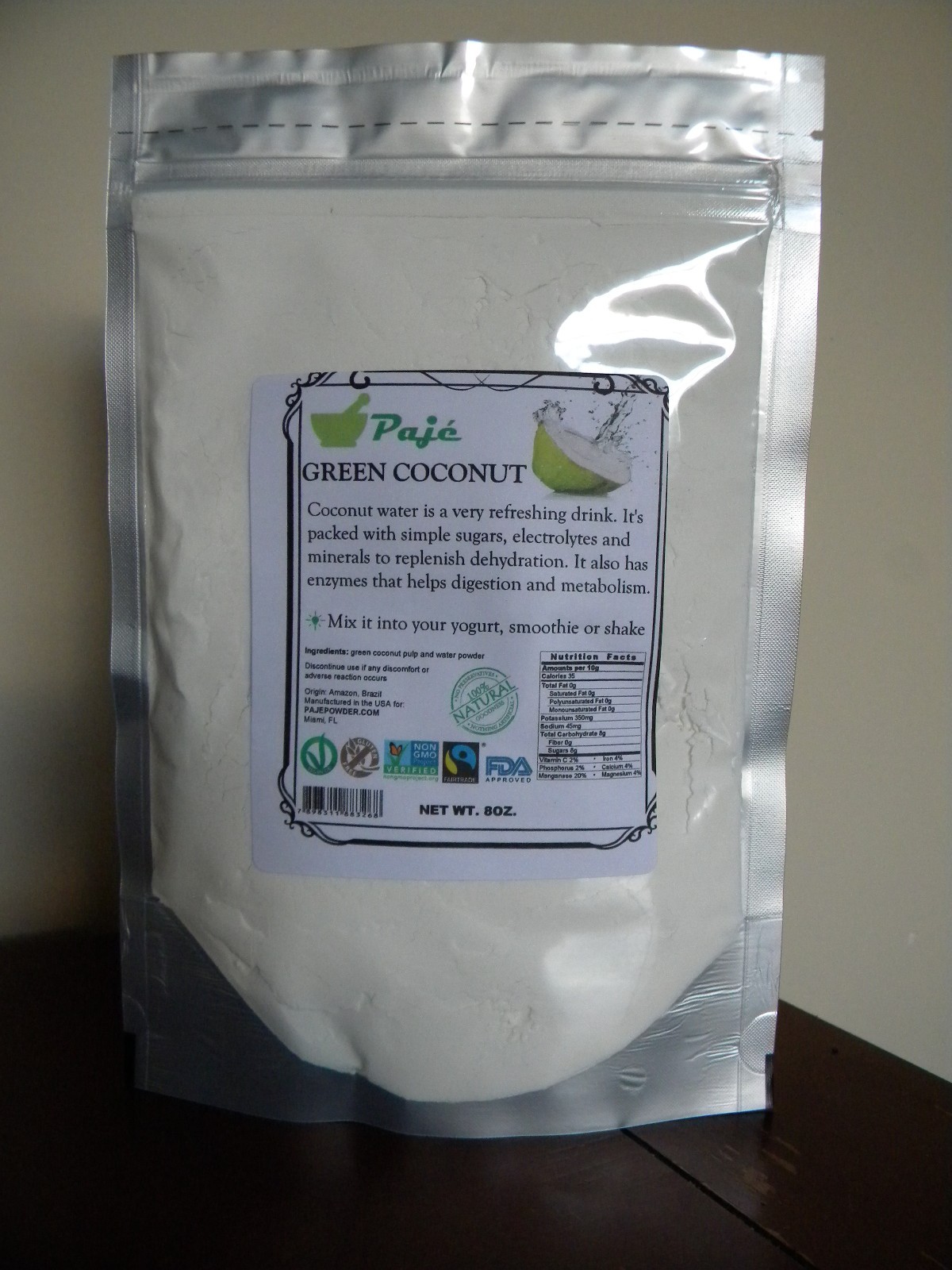 Coconut water powder 16oz 1lb KOSHER Electrol Hydration digestio