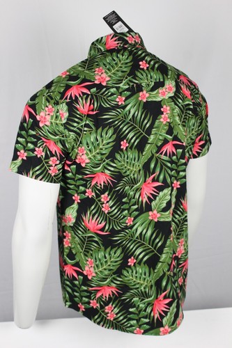 Hurley Men's Botanical Stretch Woven Button Shirt Short Sleeve Black Floral - Picture 2 of 4