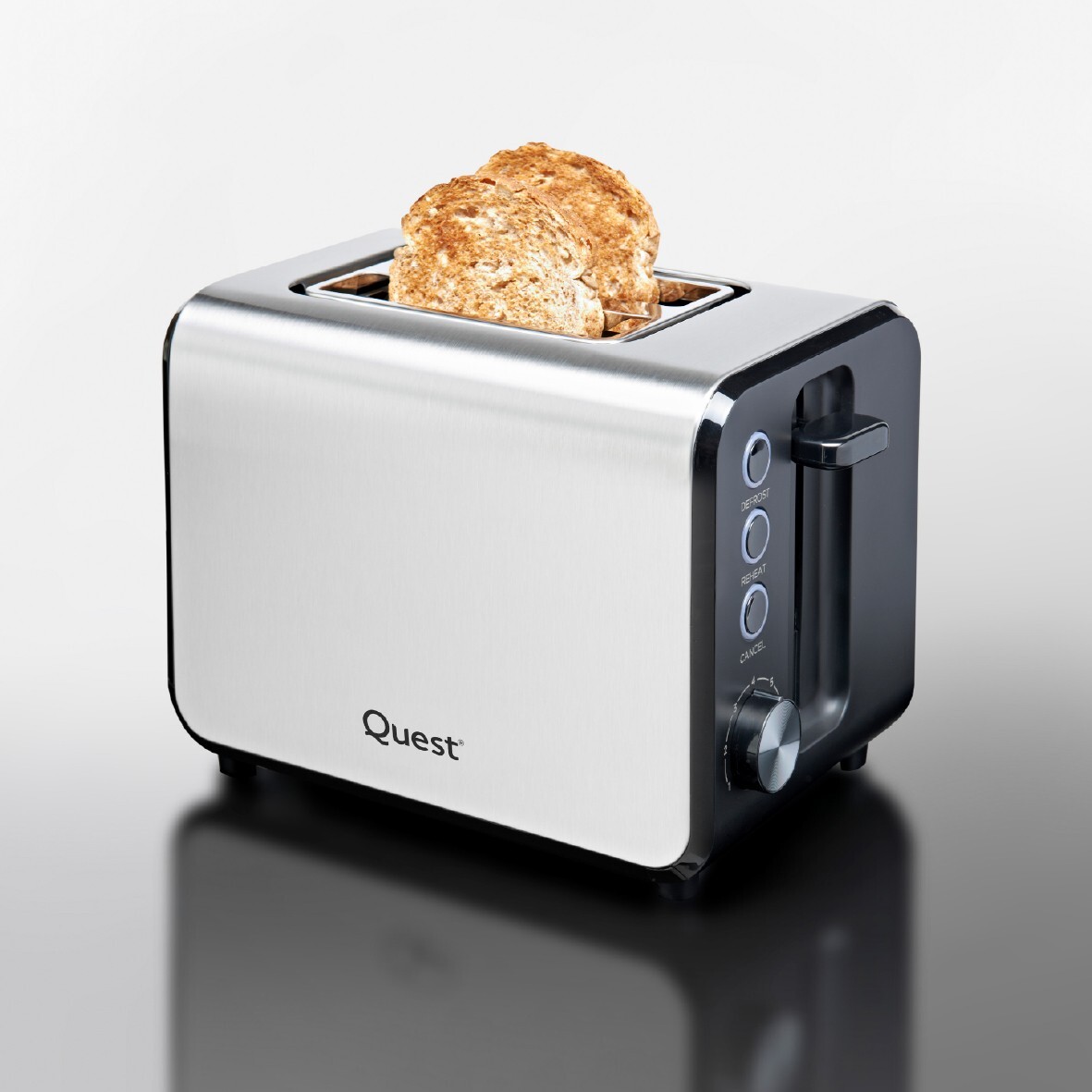 2-Slice Touchscreen Toaster – Stainless Steel, Wide Slots, Reheat/Defrost, Removable Crumb Tray (Silver)