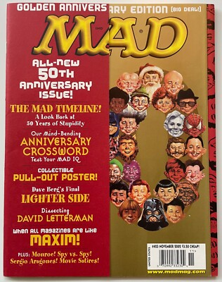 #ad Mad Magazine #423 November 2002 Unfolded FREE S H Cover overlay attached $19.99