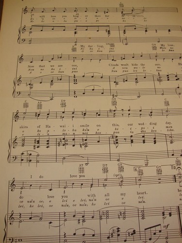 CANCIÓN DE BODA HAWAIANA KE KALI NEI AU piano PALABRAS MUSICALES Hawaii 1955 clave de do - Imagen 2 de 2