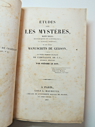 Onésime Le Roy. Études sur les mystères et sur divers manuscrit de Gerson. EO - Picture 3 of 10