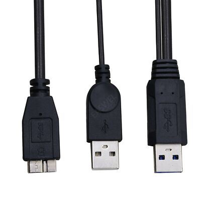 Dual USB 3.0 M to M Y Cable for WD Portable Hard Drive Disk HDD