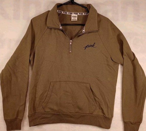 Victoria's Secret Sudadera con Capucha Rosa Para Mujer Mediana Verde Logo 1/4 Cremallera  - Imagen 1 de 7